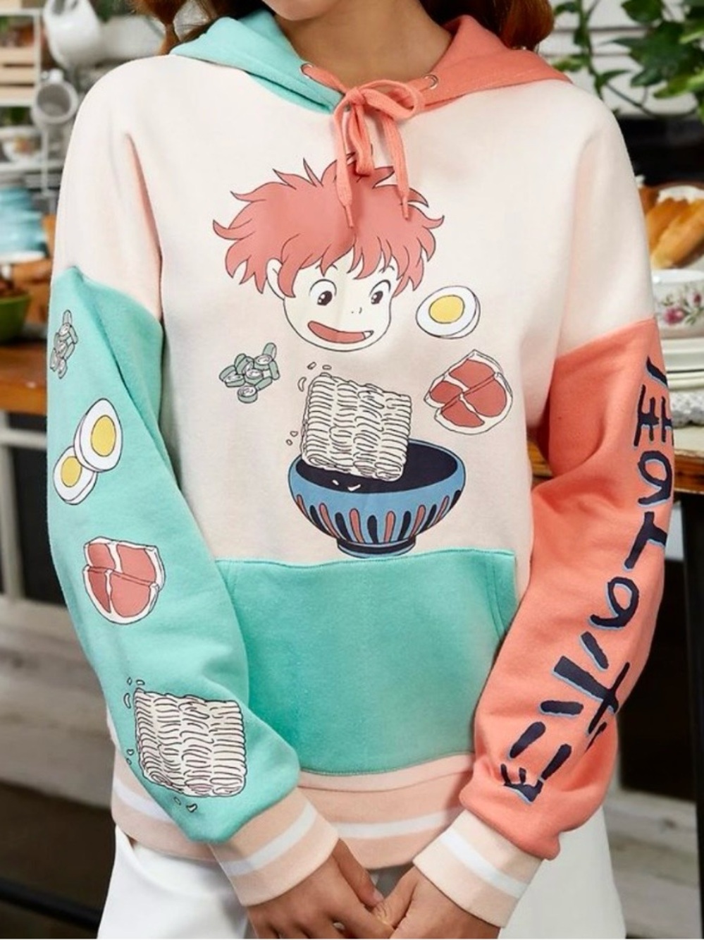 Ponyo Studio Ghibli Color-Block Hoodie Sweatshirt Large PacSun Ramen Anime